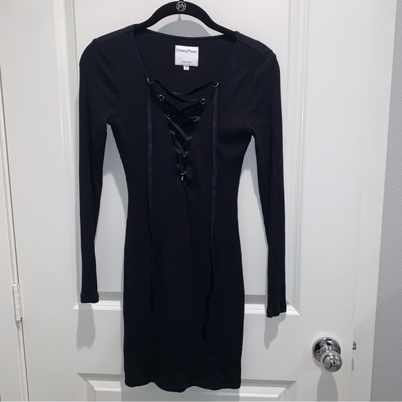 Privacy Please “Glendale” Lace Up Mini Dress in Black - Picture 5 of 7